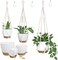 3-Piece Macramé Hanging Planters Set – Indoor & Outdoor Self-Watering Plant Pots, Hanging Baskets in 3 Sizes, Flower Pot Holders